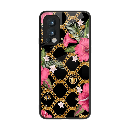 Gilded Petals back phone cover | glass case for oneplus nord 2