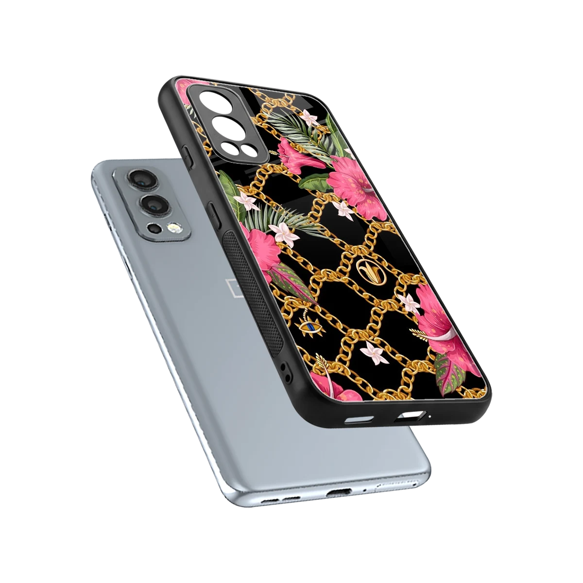 Gilded Petals sleek oneplus nord 2 cover with tempered glass back and TPU edges