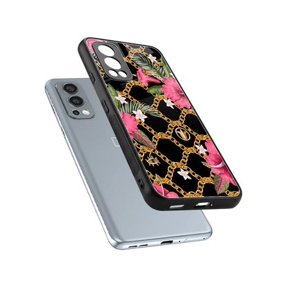 Gilded Petals sleek oneplus nord 2 cover with tempered glass back and TPU edges