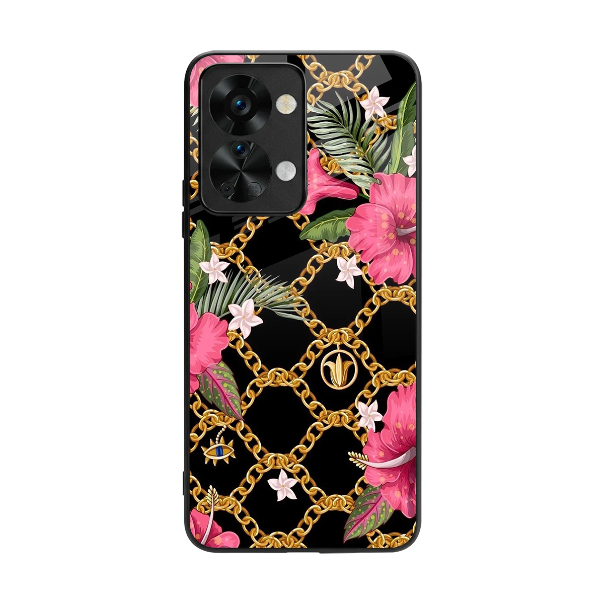 Gilded Petals back phone cover | glass case for oneplus nord 2t