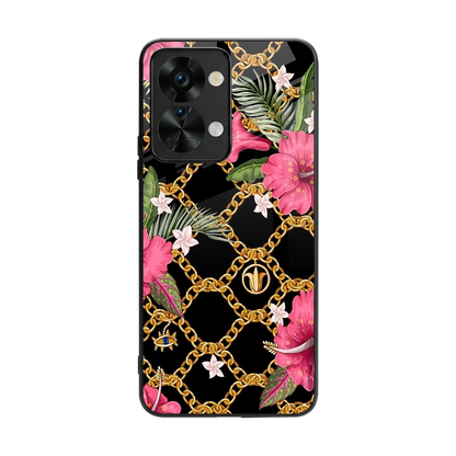 Gilded Petals back phone cover | glass case for oneplus nord 2t