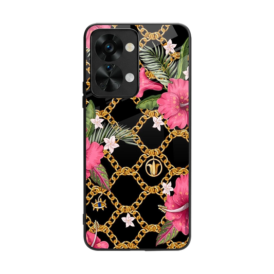 Gilded Petals back phone cover | glass case for oneplus nord 2t