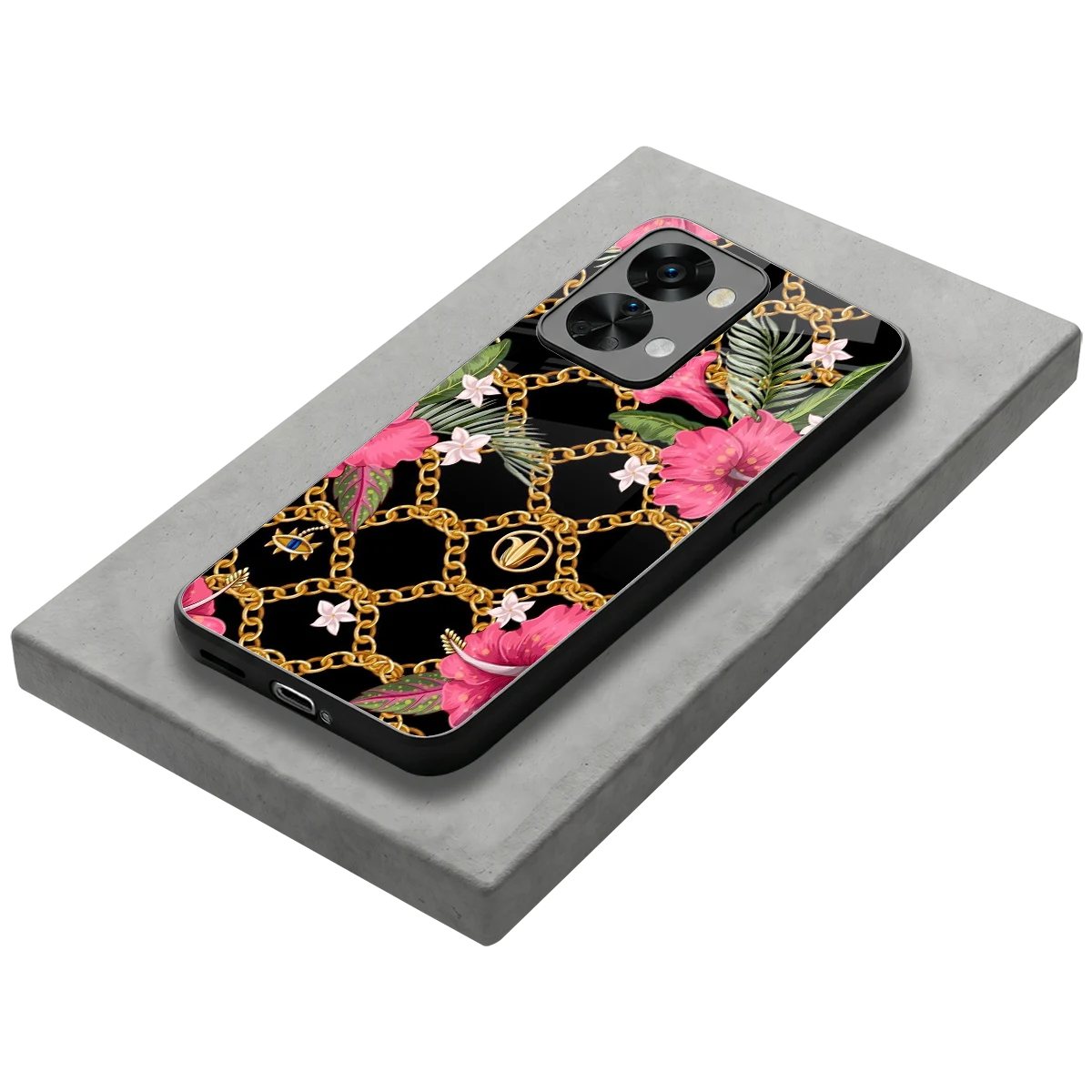Gilded Petals stylish phone case for oneplus nord 2t | glossy glass and slim fit