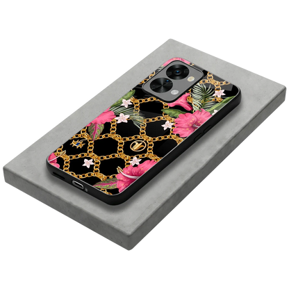 Gilded Petals stylish phone case for oneplus nord 2t | glossy glass and slim fit
