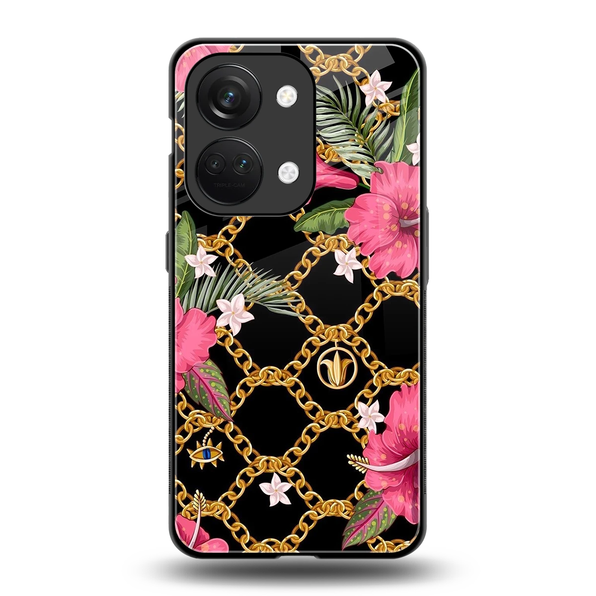 Gilded Petals back phone cover | glass case for oneplus nord 3