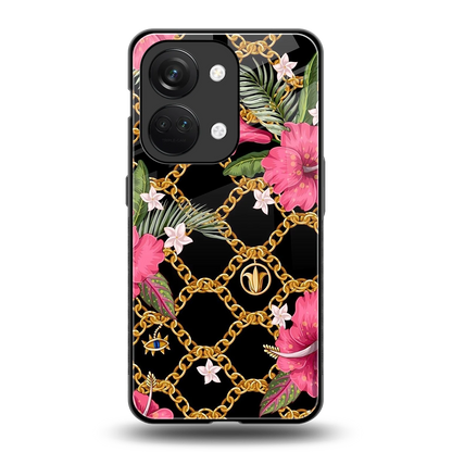 Gilded Petals back phone cover | glass case for oneplus nord 3