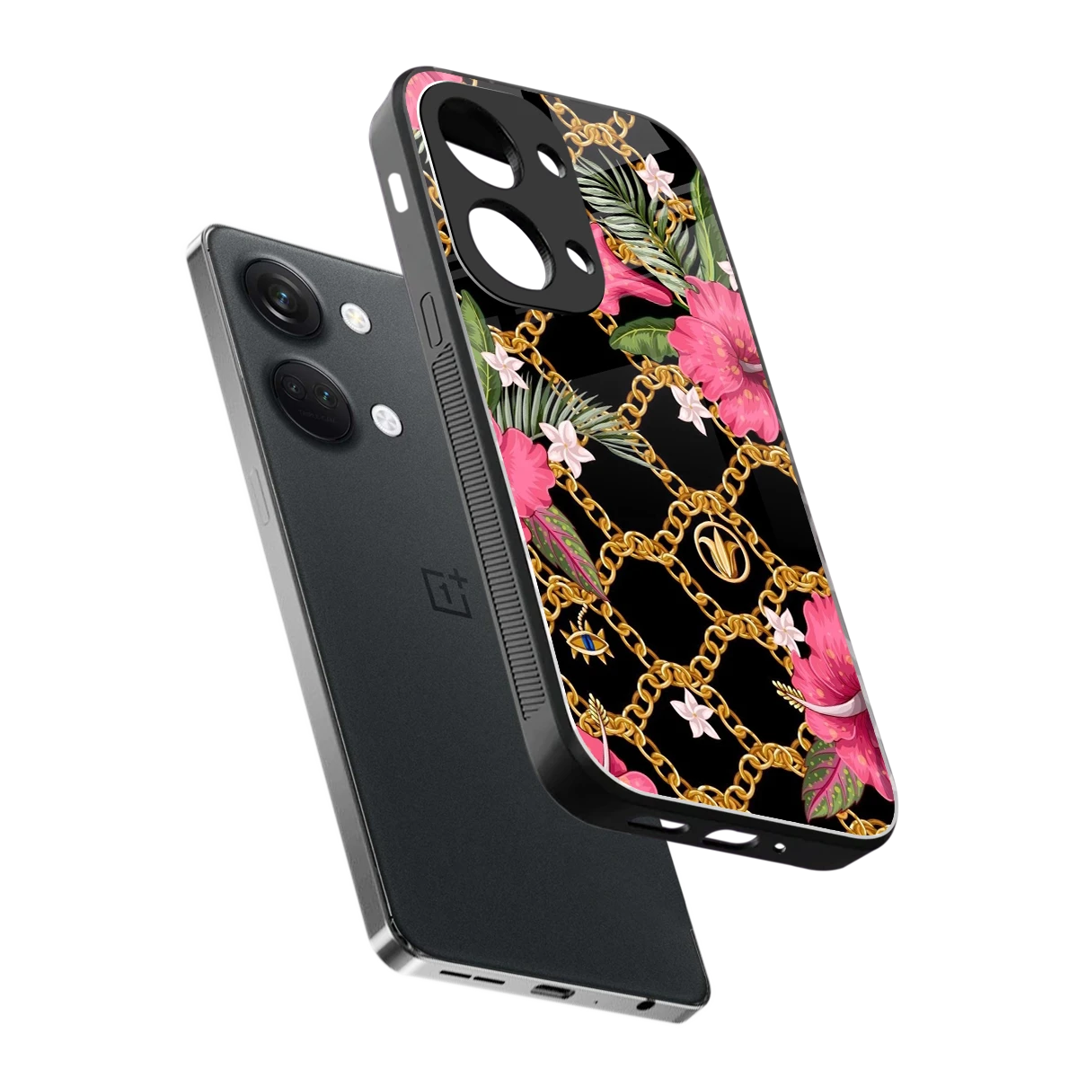 Gilded Petals sleek oneplus nord 3 cover with tempered glass back and TPU edges
