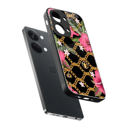 Gilded Petals sleek oneplus nord 3 cover with tempered glass back and TPU edges