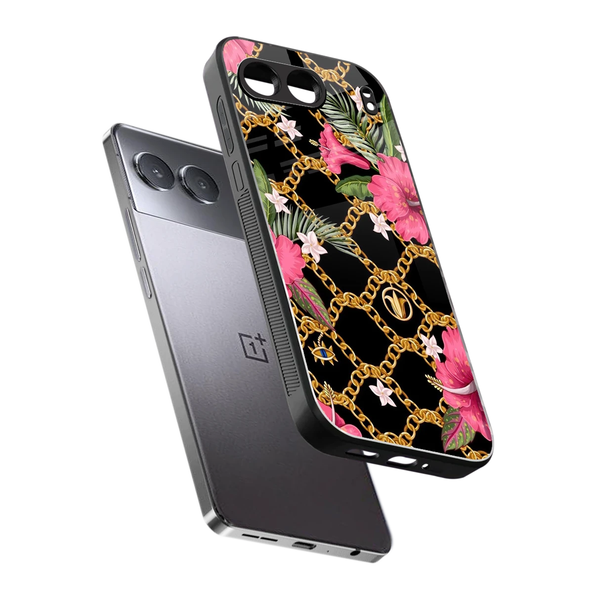Gilded Petals sleek oneplus nord 4 cover with tempered glass back and TPU edges
