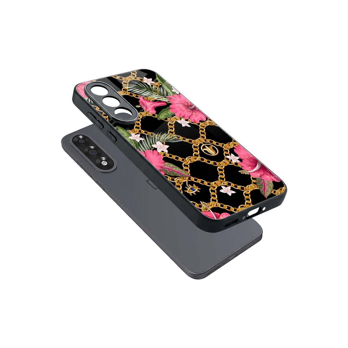 Gilded Petals sleek oneplus nord 5 cover with tempered glass back and TPU edges