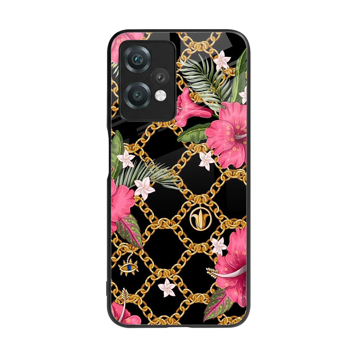 Gilded Petals back phone cover | glass case for oneplus nord ce 2 lite