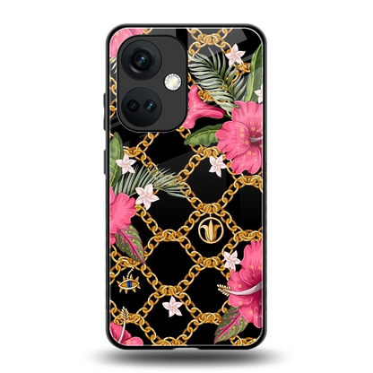Gilded Petals back phone cover | glass case for oneplus nord ce 3