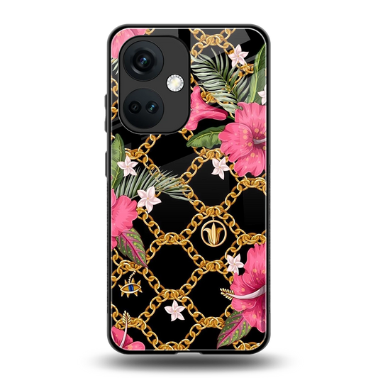 Gilded Petals back phone cover | glass case for oneplus nord ce 3