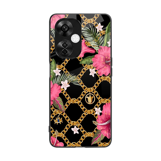 Gilded Petals back phone cover | glass case for oneplus nord ce 3 lite