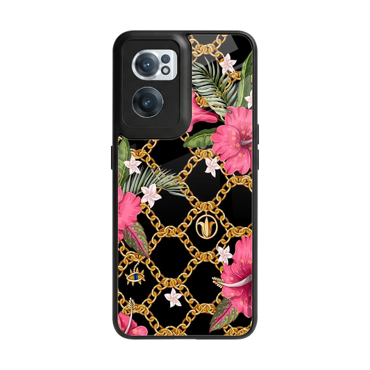 Gilded Petals back phone cover | glass case for oneplus nord ce 2
