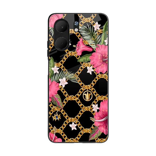 Gilded Petals back phone cover | glass case for oppo a5x 5g