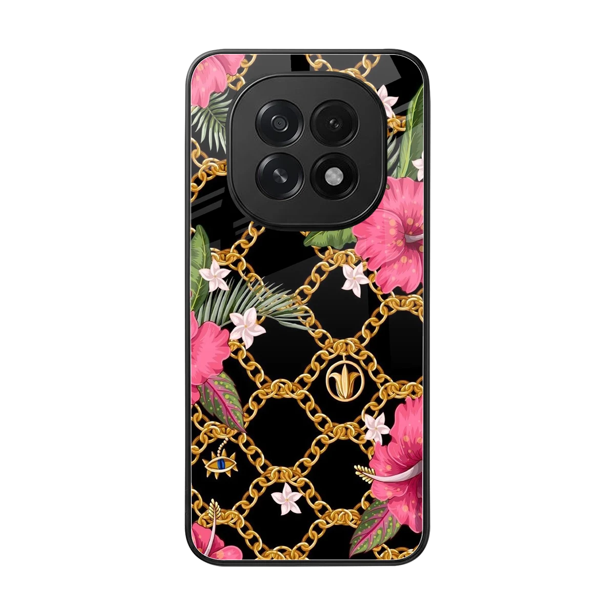 Gilded Petals back phone cover | glass case for oppo f29 5g