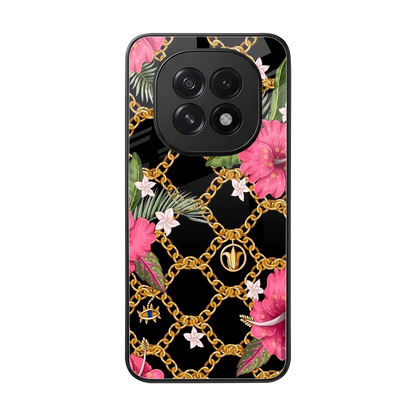 Gilded Petals back phone cover | glass case for oppo f29 5g