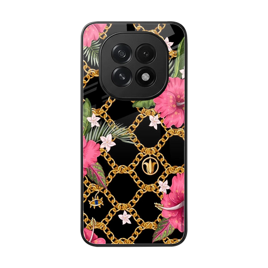 Gilded Petals back phone cover | glass case for oppo f29 5g