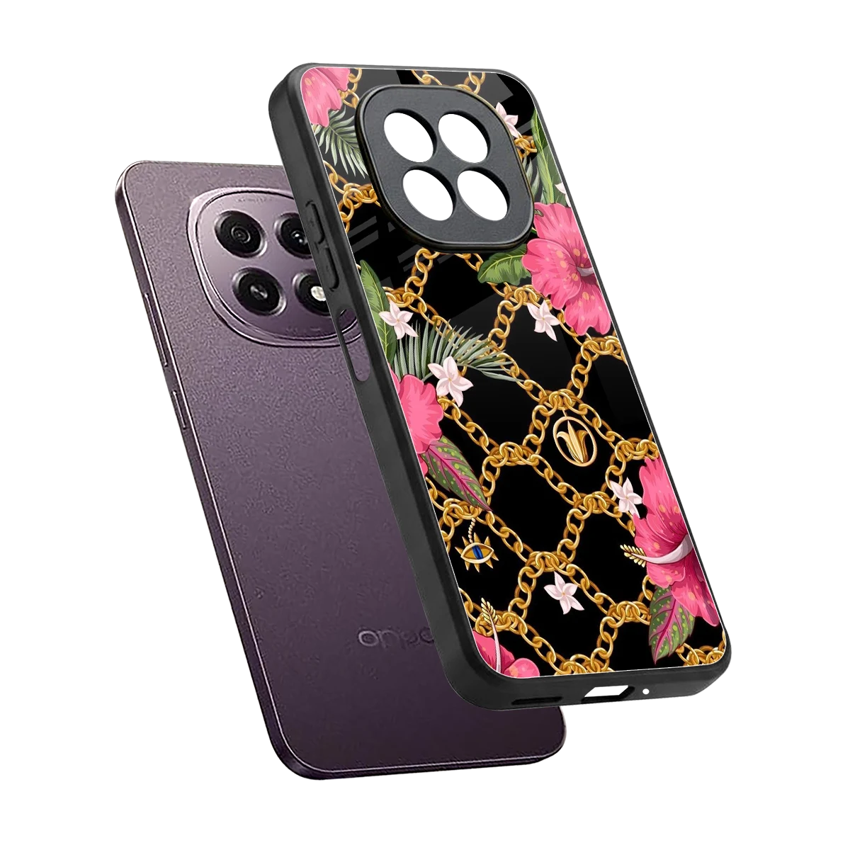 Gilded Petals sleek oppo f29 5g cover with tempered glass back and TPU edges