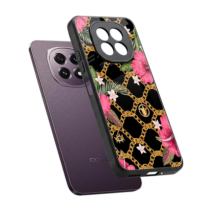 Gilded Petals sleek oppo f29 5g cover with tempered glass back and TPU edges