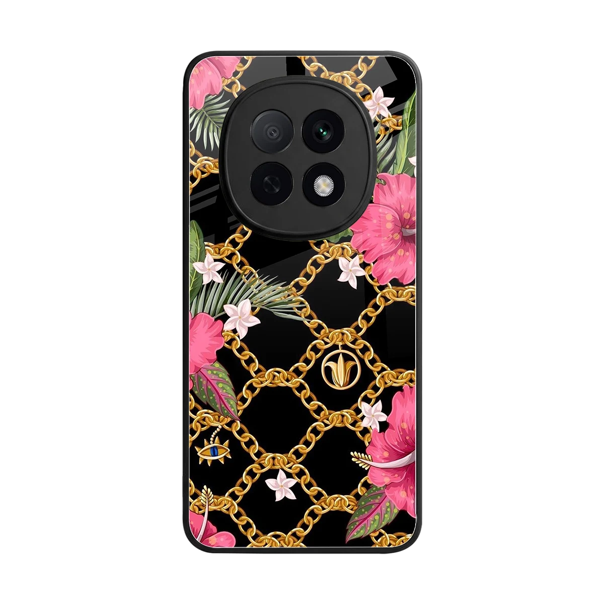 Gilded Petals back phone cover | glass case for oppo f29 pro 5g