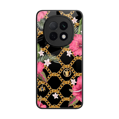 Gilded Petals back phone cover | glass case for oppo f29 pro 5g