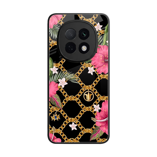 Gilded Petals back phone cover | glass case for oppo f29 pro 5g