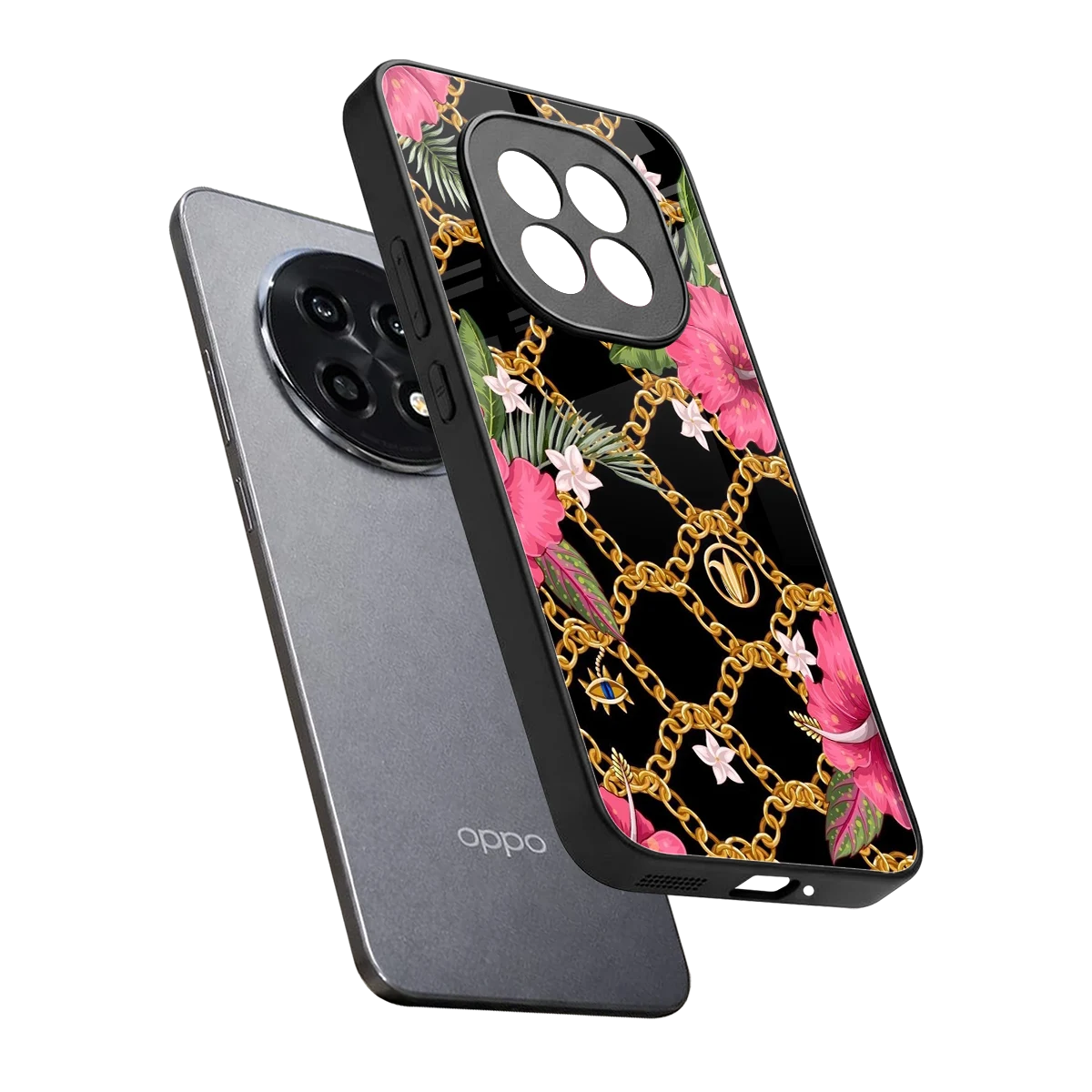 Gilded Petals sleek oppo f29 pro 5g cover with tempered glass back and TPU edges