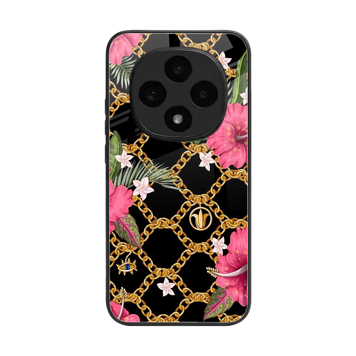 Gilded Petals back phone cover | glass case for oppo f31 pro 5g