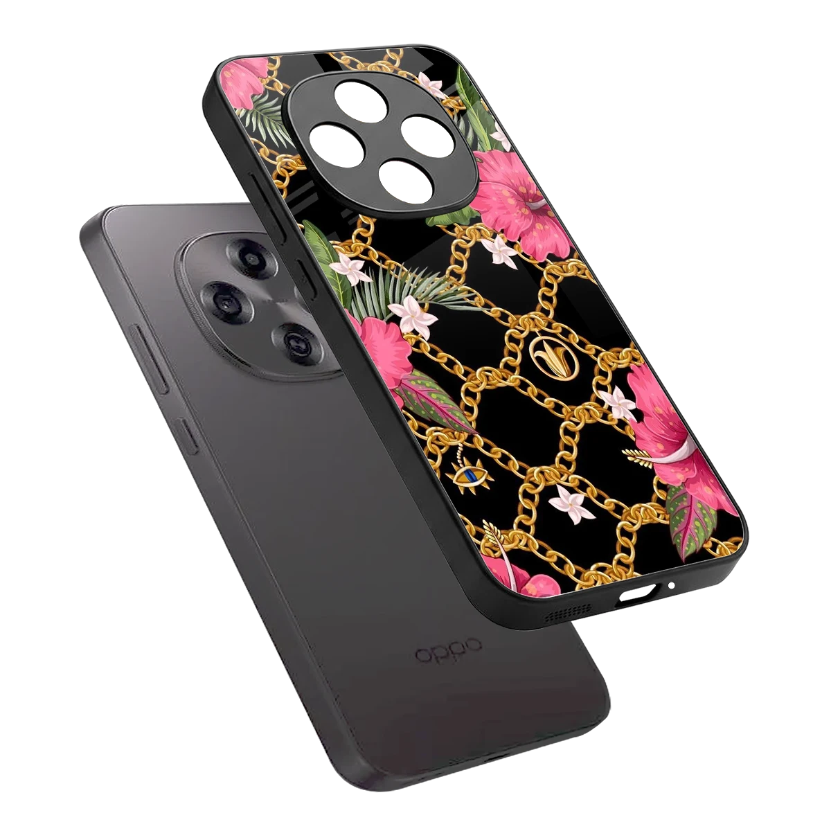 Gilded Petals sleek oppo f31 pro 5g cover with tempered glass back and TPU edges