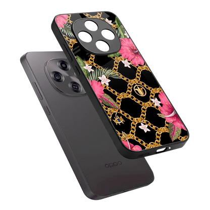 Gilded Petals sleek oppo f31 pro 5g cover with tempered glass back and TPU edges
