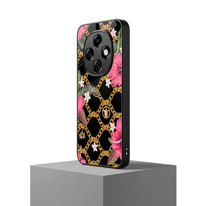 Gilded Petals oppo f31 pro 5g mobile cover | shockproof glass phone case