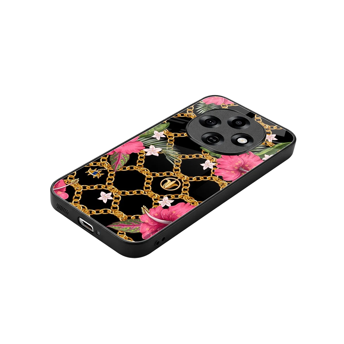 Gilded Petals stylish phone case for oppo f31 pro 5g | glossy glass and slim fit