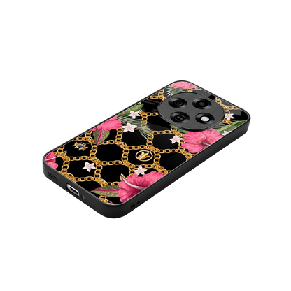 Gilded Petals stylish phone case for oppo f31 pro 5g | glossy glass and slim fit