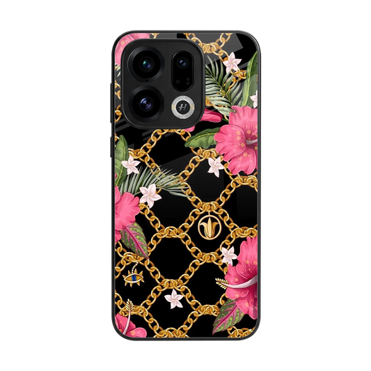 Gilded Petals back phone cover | glass case for oppo find x9