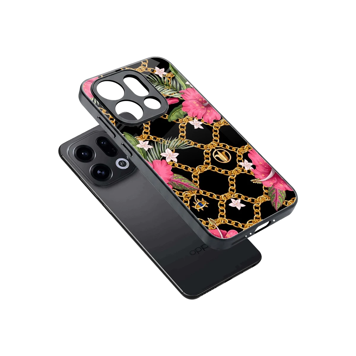 Gilded Petals sleek oppo find x9 cover with tempered glass back and TPU edges