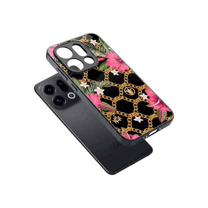 Gilded Petals sleek oppo find x9 cover with tempered glass back and TPU edges