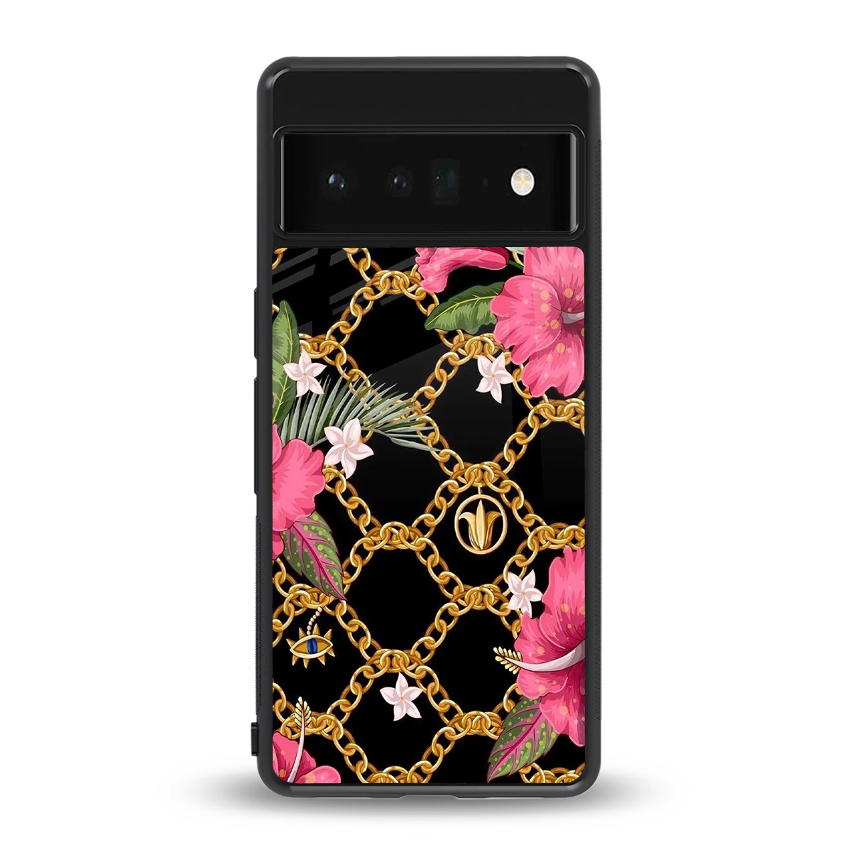 Gilded Petals back phone cover | glass case for google pixel 6 pro