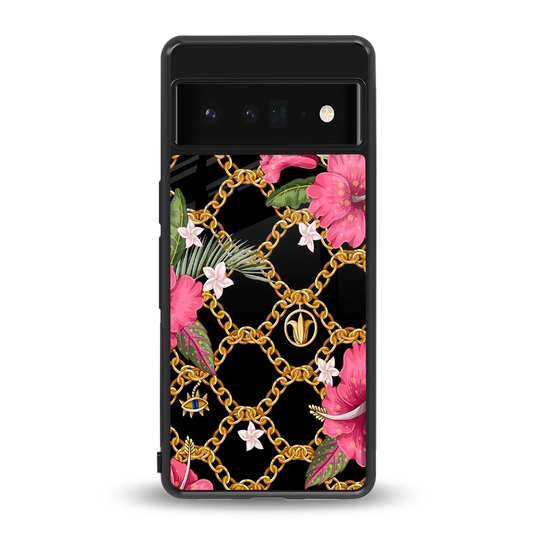 Gilded Petals back phone cover | glass case for google pixel 6 pro
