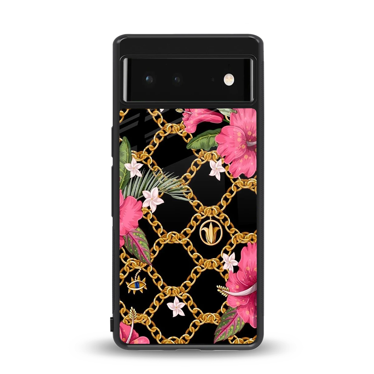Gilded Petals back phone cover | glass case for google pixel 6a