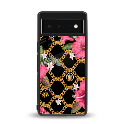 Gilded Petals back phone cover | glass case for google pixel 6a