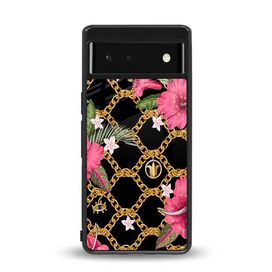 Gilded Petals back phone cover | glass case for google pixel 6a