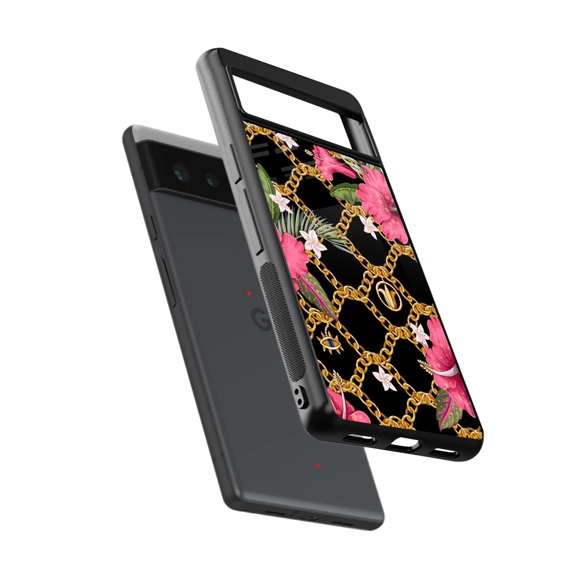 Gilded Petals sleek google pixel 6a cover with tempered glass back and TPU edges
