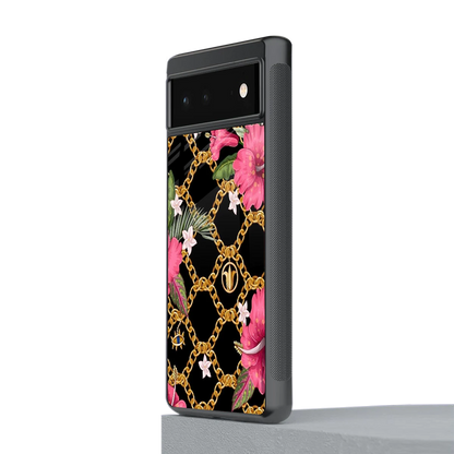 Gilded Petals stylish phone case for google pixel 6a | glossy glass and slim fit