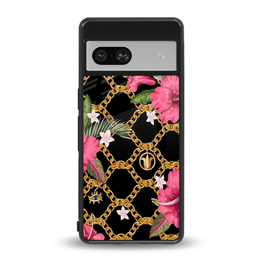 Gilded Petals back phone cover | glass case for google pixel 7a