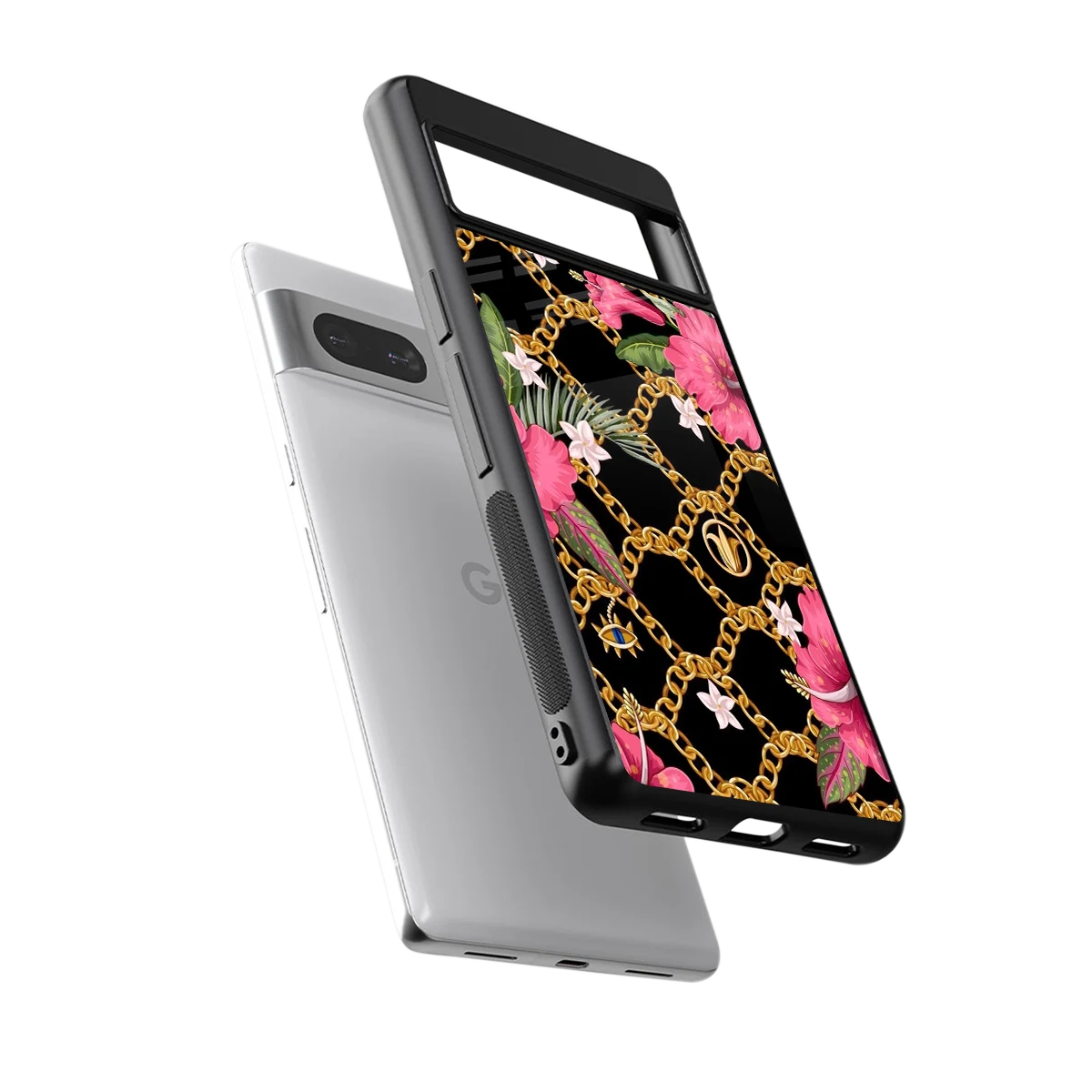 Gilded Petals sleek google pixel 7a cover with tempered glass back and TPU edges
