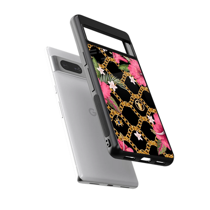 Gilded Petals sleek google pixel 7 cover with tempered glass back and TPU edges