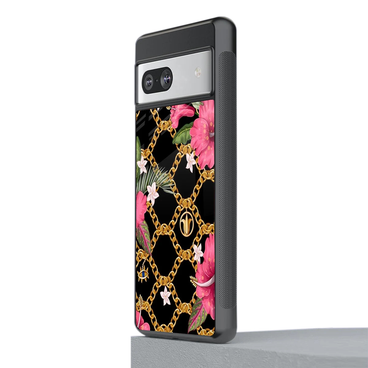 Gilded Petals stylish phone case for google pixel 7a | glossy glass and slim fit
