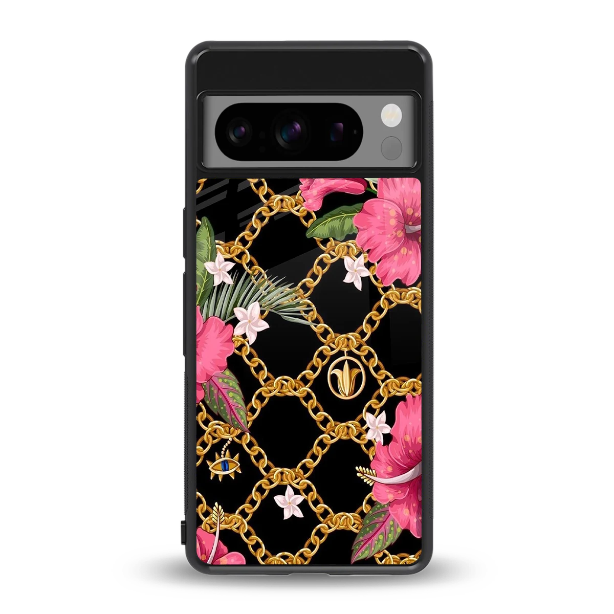 Gilded Petals back phone cover | glass case for google pixel 8 pro